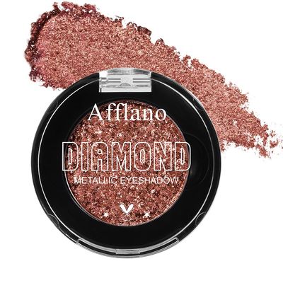 Afflano Red Brown Glitter Eyeshadow Palette Sparkle, Single Intense Color Champagne Rose Red Eyeshadow One-Swipe Coverage, Long Lasting Metallic Eye Shadow Pallet for Girl Women Neutral Eye Look, 15H