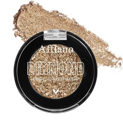 Afflano Bronze Glitter Eyeshadow Highly Pigmented, Intense Color Bling Nude Brown Eyeshadow Palette Single, Long Lasting, Blendable, Neutral Metallic Sparkle Glitter Eyes Look Daily Wear, 4H