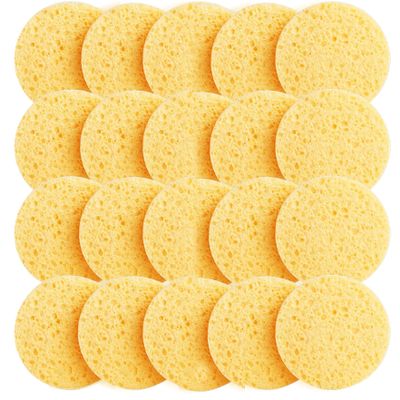 20 PCS Turmeric Cleansing Pads Reusable Facial Sponges Soft Absorbent Tumeric Pads Multipurpose Turmeric Face Pads for Home Daily Facial Cleansing Makeup Remover