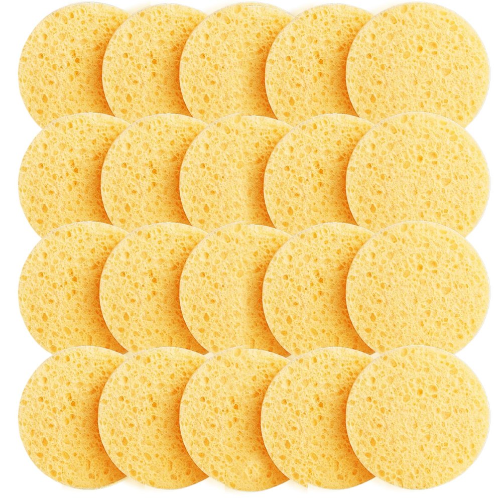 20 PCS Turmeric Cleansing Pads Reusable Facial Sponges Soft Absorbent Tumeric Pads Multipurpose Turmeric Face Pads for Home Daily Facial Cleansing Makeup Remover
