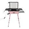 Aluminum Alloy Trolley Makeup Train Case, Rolling Cosmetic Organizer With 8 LED Lights, Lighted Makeup Case Travel Vanity Station, Standing Make up Box With Mirror, Cosmetology Case On Wheels view 1