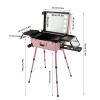 Aluminum Alloy Trolley Makeup Train Case, Rolling Cosmetic Organizer With 8 LED Lights, Lighted Makeup Case Travel Vanity Station, Standing Make up Box With Mirror, Cosmetology Case On Wheels view 3