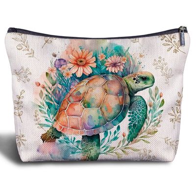 Zomhix Sea Turtle Makeup Bag- Sea Turtle Gifts for Turtle Lovers Women Girls Friends, Turtle Cosmetic Bag for Purse Travel Bag, Turtle Zippered Bag for Women