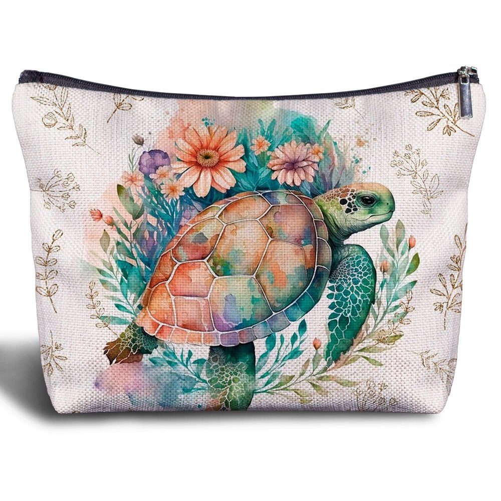 Zomhix Sea Turtle Makeup Bag- Sea Turtle Gifts for Turtle Lovers Women Girls Friends, Turtle Cosmetic Bag for Purse Travel Bag, Turtle Zippered Bag for Women
