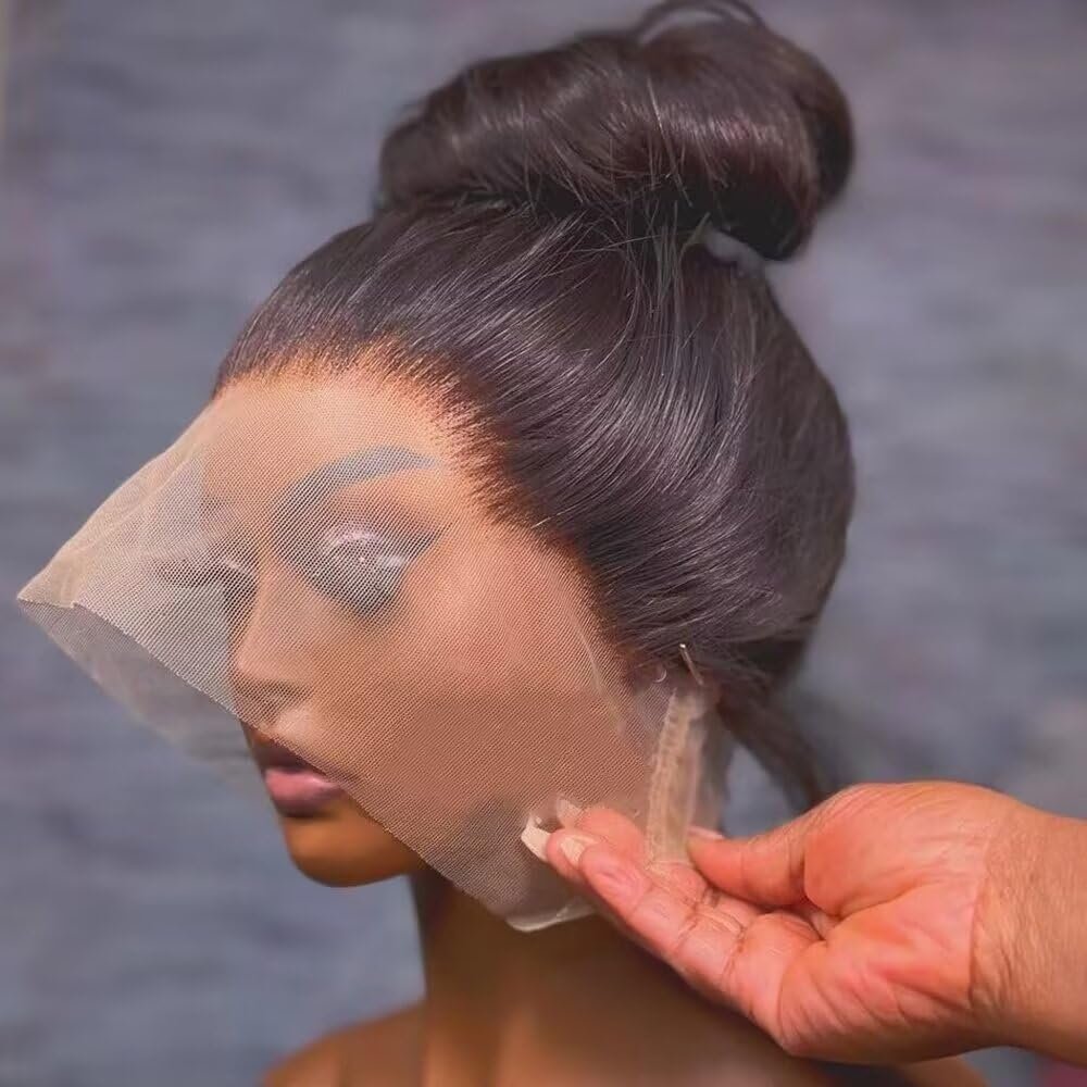 oulaer 360 Transparent Lace Front Wig Human Hair Bone Straight Brazilian Remy Human Hair Wig Pre Plucked Brazilian Virgin Hair 180% Density 360 Lace Straight Glueless Wig 20Inch
