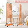 foriy Braiding Hair Rack 300 Pegs Metal Hair Extension Holder 2-Sided Adjustable Hair Braid Tools Hair Separator Stand with Wheels Tangerine Yellow Standing Braid Rack for Hair Stylist view 2