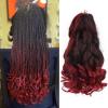 French Curly Braiding Hair 12 Inch 8 Packs Curly Braiding Hair Pre Stretched for Box Braids French Curls Crochet Braids Bouncy Wavy Synthetic Braiding Hair Extensions(12 Inch, Black mixed Burgundy) view 1