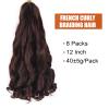 French Curly Braiding Hair 12 Inch 8 Packs Curly Braiding Hair Pre Stretched for Box Braids French Curls Crochet Braids Bouncy Loose Wavy Synthetic Braiding Hair Extensions(12 Inch, Coffee Brown) view 2