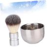 Beaupretty 2pcs Beard Cleaning Set with Nylon Brush and Stainless Steel Mixing Bowl for Men Durable Facial Care Kit for Grooming and Maintenance view 2