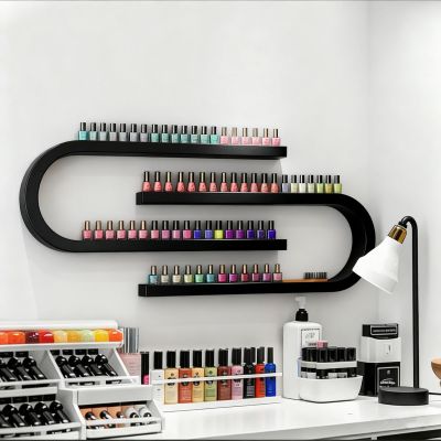 FUYAO Wall Mounted Shelf Nail Polish Bottle Display Rack, U-Shaped Essential Oil Perfume Storage Rack, Multifunctional Hanging Salon/Beauty/Nail Shop Organizer Perfume Holder
