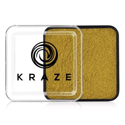 Kraze FX Square - Metallic Gold Face Paint (50 gm) - Hypoallergenic, Non-Toxic, Water Activated Professional Face & Body Painting Makeup Supplies for Sensitive Skin, Kid Safe, Adults