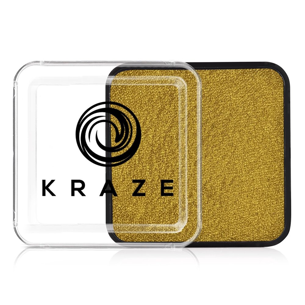 Kraze FX Square - Metallic Gold Face Paint (50 gm) - Hypoallergenic, Non-Toxic, Water Activated Professional Face & Body Painting Makeup Supplies for Sensitive Skin, Kid Safe, Adults