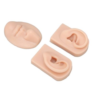 Silicone Model Piercing Kit - Ideal Nose Ear Practice Set for Newbies - Silicone Body Parts Display - Ear Nose Piercing Jewelry - Teach Mouth Piercing with Ease - Body Props