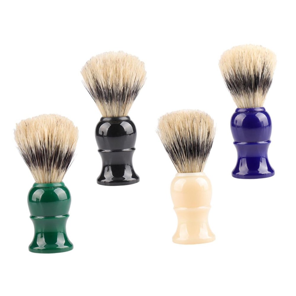Beaupretty 4pcs Plastic Handle Bristle Shaving Brush for Men Beard Cleaning Tool Soft Bristles for Beard Types Includes Blue Green Black and Colors