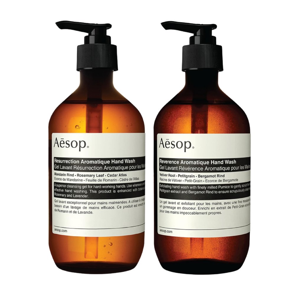 Aesop Aromatique Resurrection & Reverence Hand Wash Set | Liquid Hand Soaps to Gently Cleanse and Exfoliate Skin - Made with Hydrating Essential Oil Blend | 16.9 oz (Set of 2)