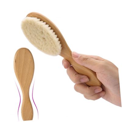 Beaupretty Dense Wool Beard Brush Curved Handle for Easy Grooming and Shower Use for Beard Care and Bathing