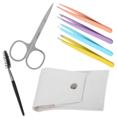 Ipetboom 6pcs Eyebrow Shaping Tweezer Tool Eyebrow Trimmer Kit for Home and Salon Use Lightweight and Portable