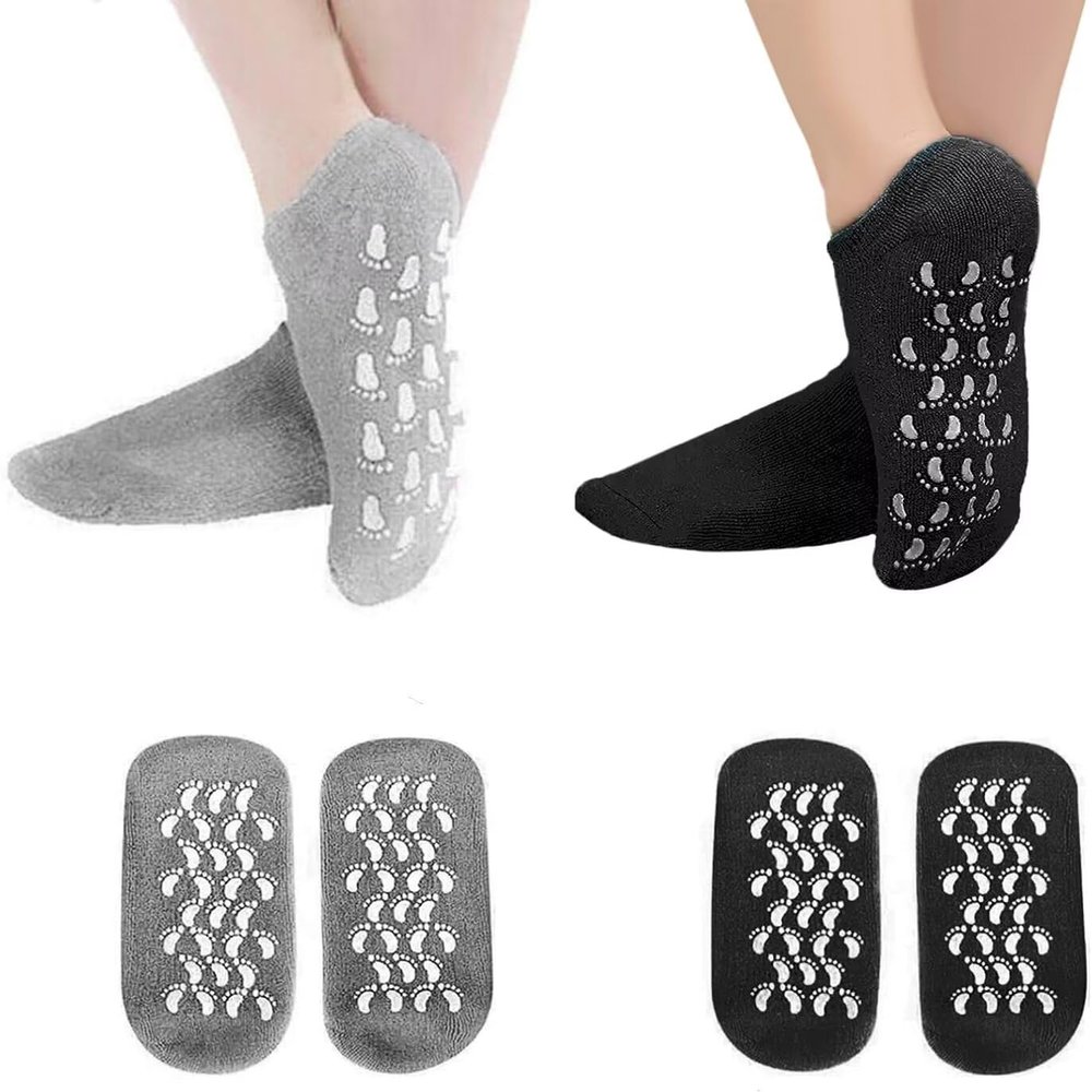 2 Pairs Gel Socks for Women Moisturizing Sock for Men Hard Rough Peeling Skin Soft Spa Repairing and Softening Calluses Dry Cracked Feet Skins Heels