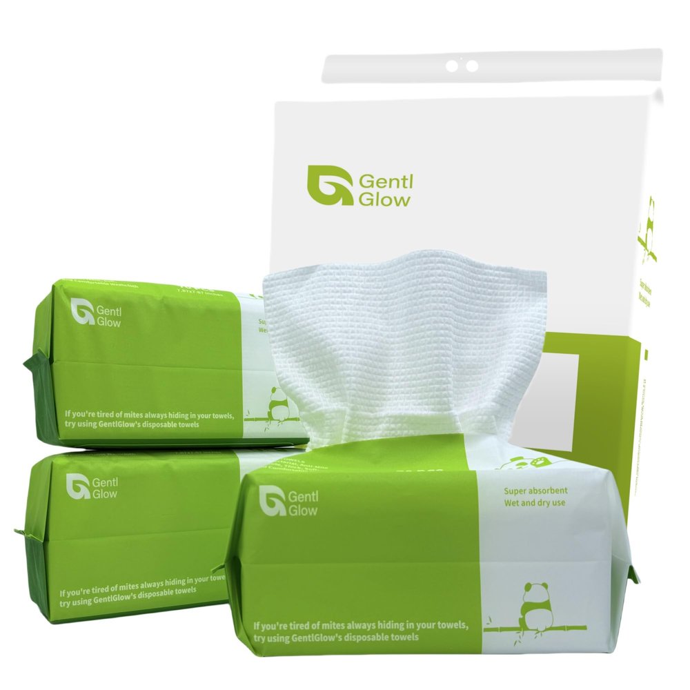 GentlGlow Disposable Face Towels, Clean Facial Towels, Multi-purpose Towels for Makeup Remover, Travel Towel, Facial Wash And Dry, Skincare, Daily Cleaning, 3 Pack (210 Count) 8 x 8 Inches