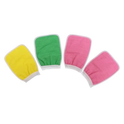 Beatifufu Polyester Spa Glove Set 4 Pcs Scrub Mitts Exfoliating Gloves for Men Women Easy to Clean for Random Color