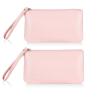 SeBUCUOO 2 Pack Small Zipper Pouch Mini Makeup Bag for Purse Lipstick Cosmetic Travel Make Up Organizer for Women Essentials, Car Change Coin Holder 4.5 x 6.5 Clutch Stadium Approved Wristlet, Pink view 1