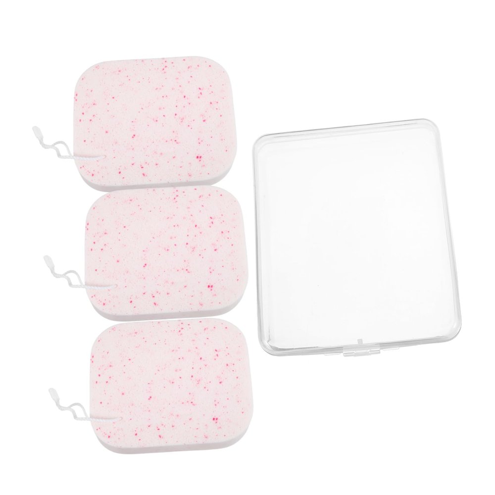 Anneome 1set Convenient Travel Face Cleaners Exfoliating Facial Sponges for Daily Use Makeup Removal and Skin Cleansing Portable Pads and Storage Box