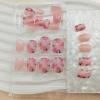 BDRUIXING Square Press on Nails Short French Pink Marble Design Reusable Acrylic Full Cover Ombre Stick on for Women Manicure 24 Pcs view 2
