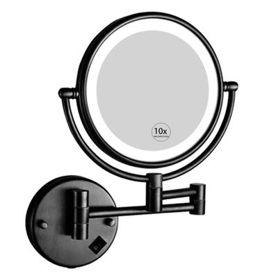 IBDRYKK Makeup Mirror Chrome Lighted Vanity Mirror Wall Mounted Double Sided 1X/10X Magnifying Vanity Mirror Swivel Extendable