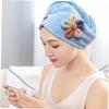 MERRYHAPY 1pc Coral Fleece Quick-Drying Hair Wrap Towel for Bath Super Absorbent Lightweight Breathable Soft for Hair Types Lovely Flower Pattern Design Light Blue view 2