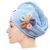 MERRYHAPY 1pc Coral Fleece Quick-Drying Hair Wrap Towel for Bath Super Absorbent Lightweight Breathable Soft for Hair Types Lovely Flower Pattern Design Light Blue view 3