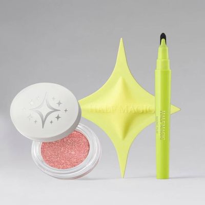 Half Magic VIRAL BEST SELLERS TRIO - GLITTERPUCK pressed glitter, MAGIC FLIK liquid liner, WING MAGICIAN