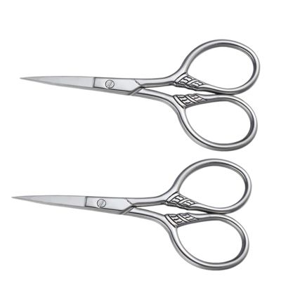 FOMIYES 2pcs Stainless Steel Beard Scissors for Men Trimming Shears for Facial Hair Grooming Silver Finish for Precise Styling and Maintenance