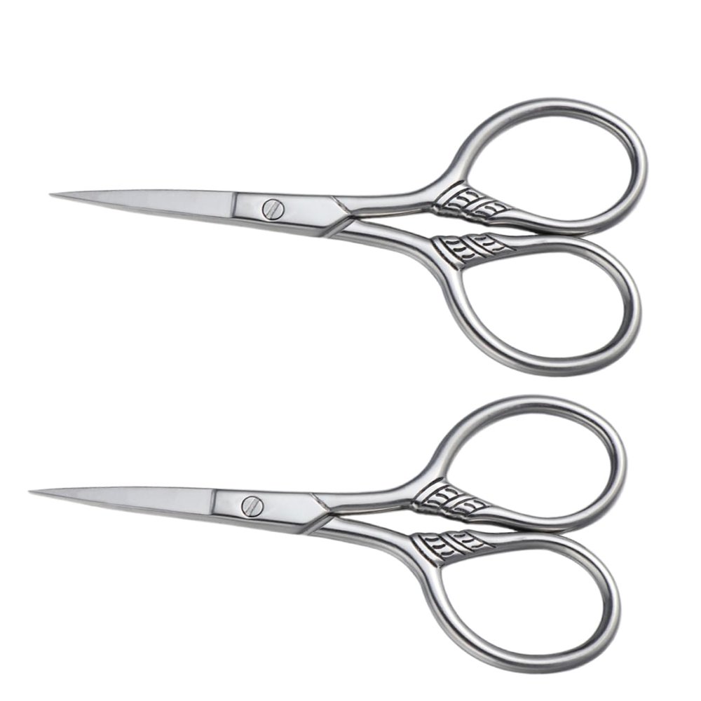 FOMIYES 2pcs Stainless Steel Beard Scissors for Men Trimming Shears for Facial Hair Grooming Silver Finish for Precise Styling and Maintenance