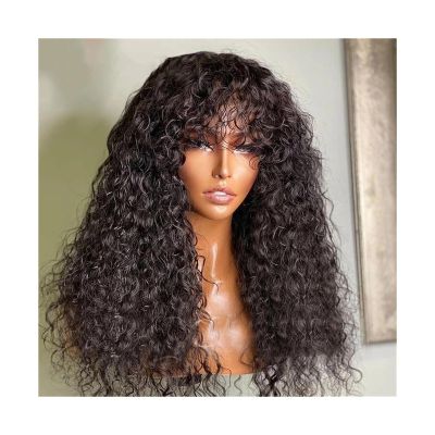 Ashtray Kinky Curly Wig with Bangs Full Machine 14-40 Inch Long Curly Human Hair Wig for Black Women Glueless Remy Hair Non Lace Front Wig, Natural Color Indoors outdoor Ash Tray ( Size : 18inches )