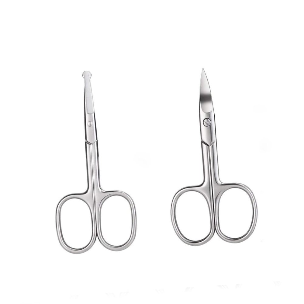 MAGICLULU 2pcs Stainless Steel Eyebrow Scissors and Nose Hair Trimmer Set Safe Precision Blades for Gentle Trimming of Facial Hair for Men and Women