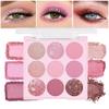 AMY'S DIARY Pink Shimmer Eye Shadow Makeup Palette 9 Colors, Highly Pigmented Matte Glitter Shimmer Pearl Waterproof Party Sparkling Eyeshadow Palette (02#) view 1