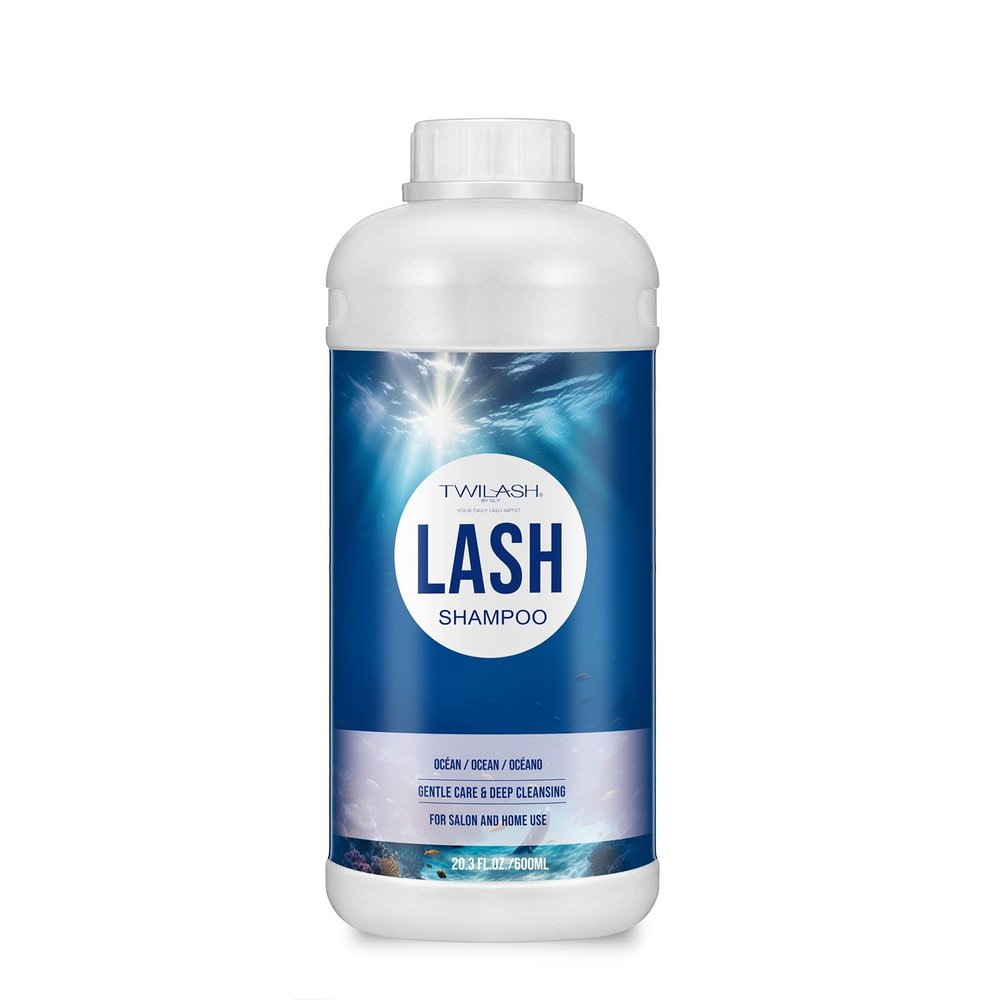 600ml Lash Shampoo Bulk, Eyelash Extensions Cleanser for Extensions, Safe Makeup Remover, Non-irritating or Burning Formula Eyelid Foaming Cleanser Best for Professional Salon and Home Use (Ocean)