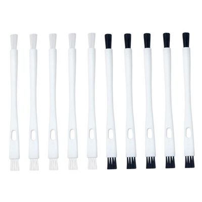 WHAMVOX 10pcs Coffee Machine Cleaning Brush White Handle White and Black Bristles Compact Design for Hard Reach Areas for Electronic Component Maintenance