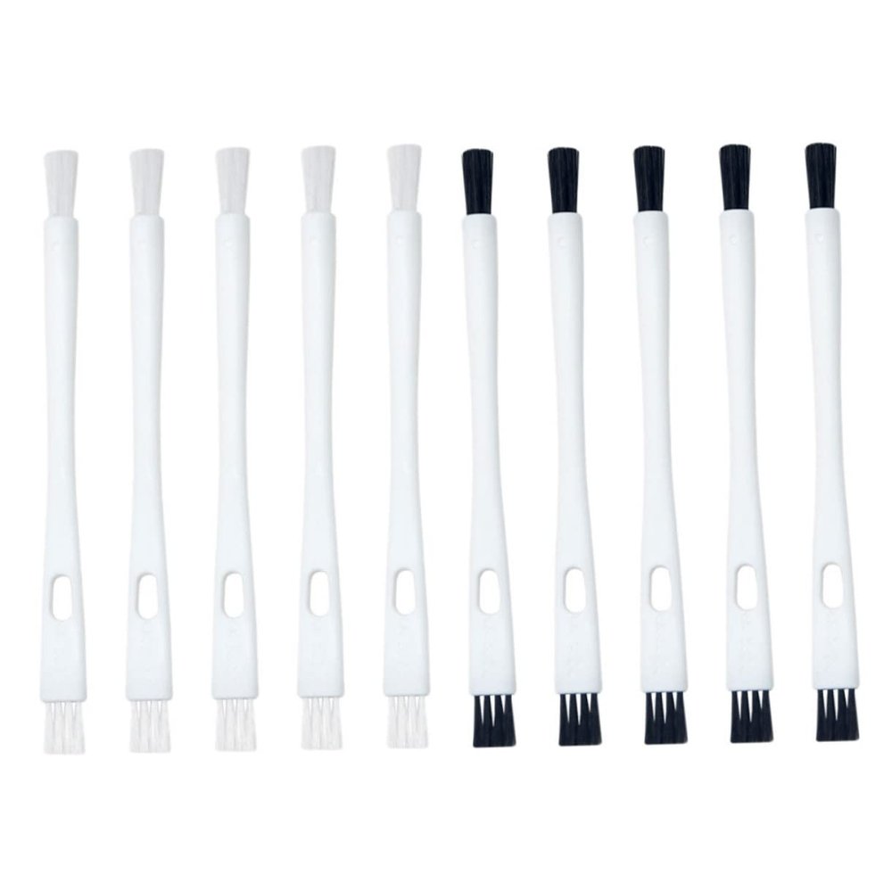 WHAMVOX 10pcs Coffee Machine Cleaning Brush White Handle White and Black Bristles Compact Design for Hard Reach Areas for Electronic Component Maintenance