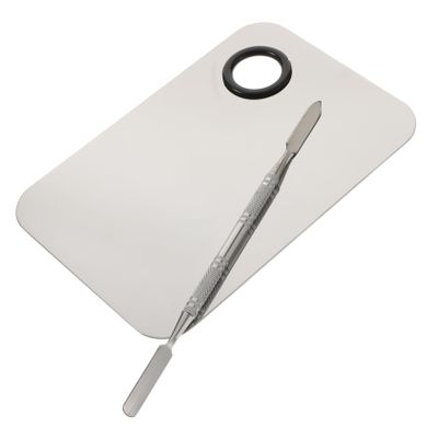 IWOWHERO Stainless Steel Makeup Blending Palette Spatula Professional Cosmetic Mixing Tool for Foundation Lip Blush and Eyeshadow Application