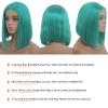 13x4 Glueless Lake Blue Bob Wig Human Hair Lace Front Wigs Pre Plucked Blunt Cut HD Transparent Teal Blue Colored Bob Lace Front Wig Human Hair 180% Density 8 Inch Short Bob Wigs for Black Women view 3