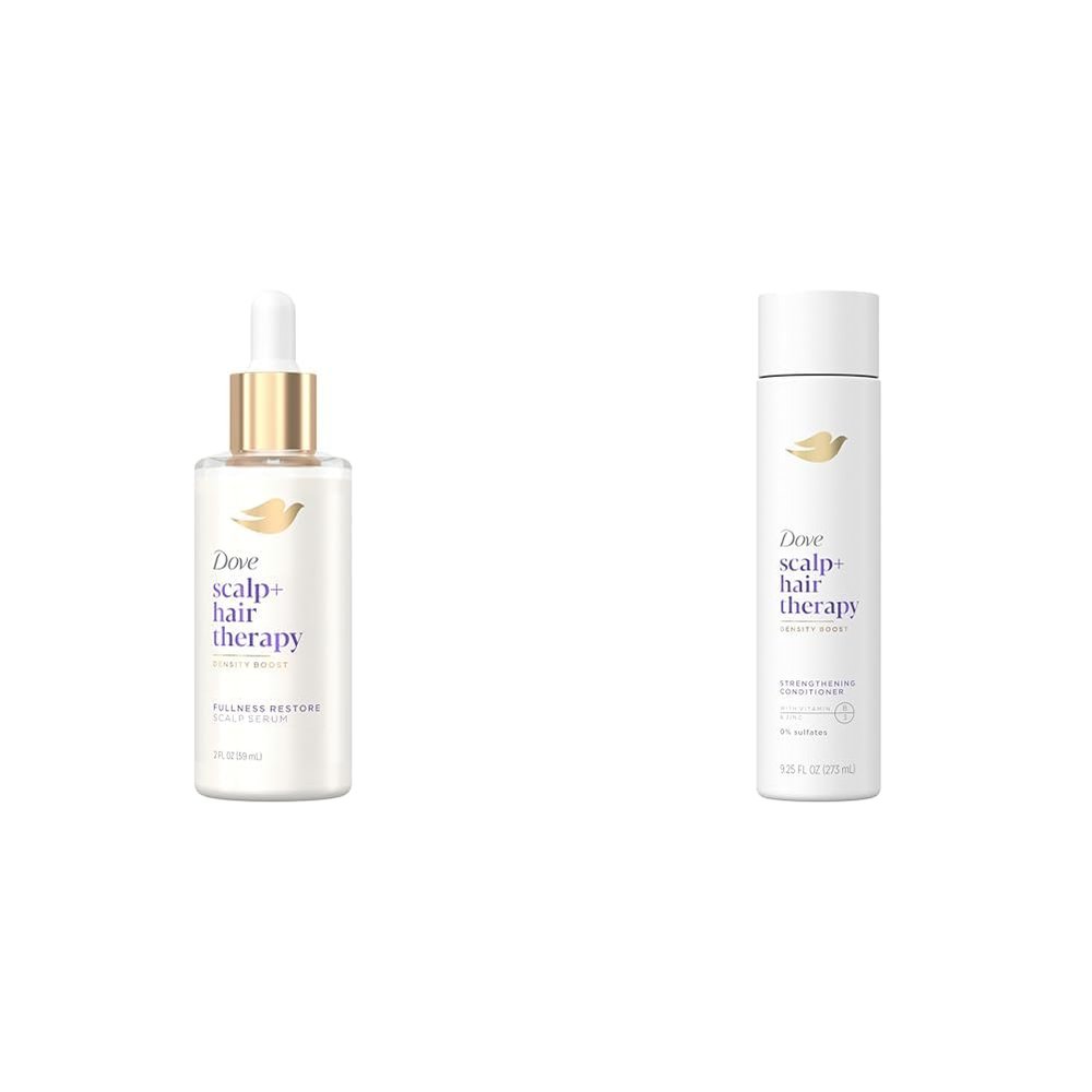 Dove Scalp + Hair Therapy Density Boost 2 FL OZ Scalp Serum + 9.25 FL OZ Strengthening Conditioner for Thicker, Stronger Hair