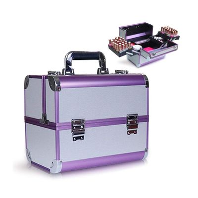 BELWEIS Tool Box Organizer Toolbox Makeup Train Case Professional Cosmetic Box Portable Aluminum Makep Box with Foldable 4 Trays and 2 Lock and Buckle Toolbox for Tools