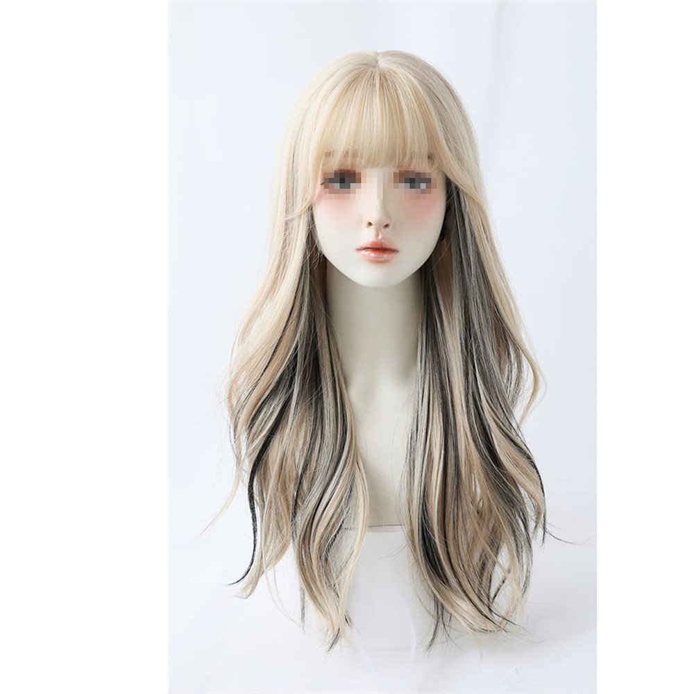 Azedssw Long Wave Wig Womens Wig With Bangs Blonde Cospaly Daily Party Synthetic Wigs Natural Fake Hair