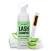 Lash Shampoo for Lash Extensions 60 Ml/2fl.oz Eyelash Extension Cleanser Oil Free Lash Cleanser for Eyelash Care, Gentle Foaming Eyelash Shampoo with Brush for Salon Home Care (Aloe 60ml) view 1