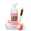 Lash Shampoo for Lash Extensions 60 Ml/2fl.oz Eyelash Extension Cleanser Oil Free Lash Cleanser for Eyelash Care, Gentle Foaming Eyelash Shampoo with Brush for Salon Home Care (Peach 60ml) view 1