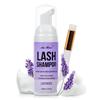 Lash Shampoo for Lash Extensions 60 Ml/2fl.oz Eyelash Extension Cleanser Oil Free Lash Cleanser for Eyelash Care, Gentle Foaming Eyelash Shampoo with Brush for Salon Home Care (Lavender 60ml) view 1