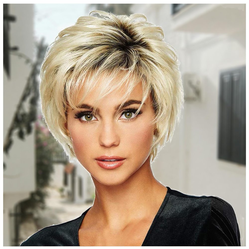 Dempiire Human Hair Short Wigs For Women,Blonde Bob Wig Short White Wig Closure Wig With Bangs Silver Wig Natural Wigs