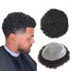 LYRICAL HAIR Afro Curl Mens Toupee Hairpiece African American Human Hair System Replacement 10X8 All Poly Skin PU Curly Hair Unit Toupee for Black Men Wigs (#1 Jet Black, Afro Wavy 12MM) view 1