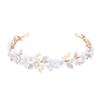 Oriamour Wedding Headbands With Ceramic Flowers Bridal Wedding Headpieces For Women Girls Pearls Headband With Leaves Desgin (Gold) view 1